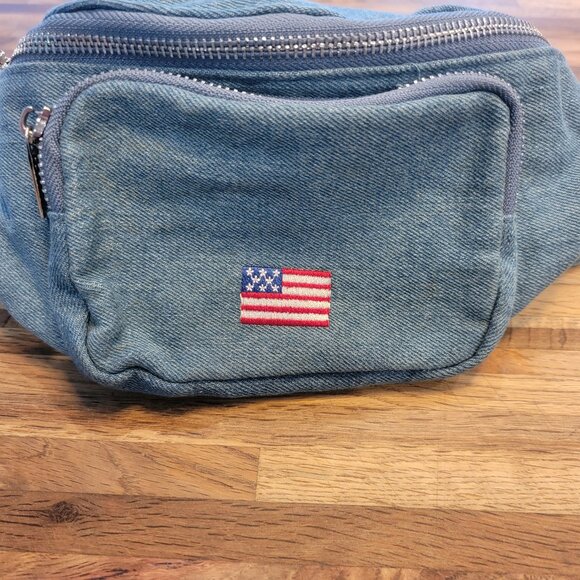 Blue Jean/Denim Waist Bag with American Flag - Picture 12 of 12